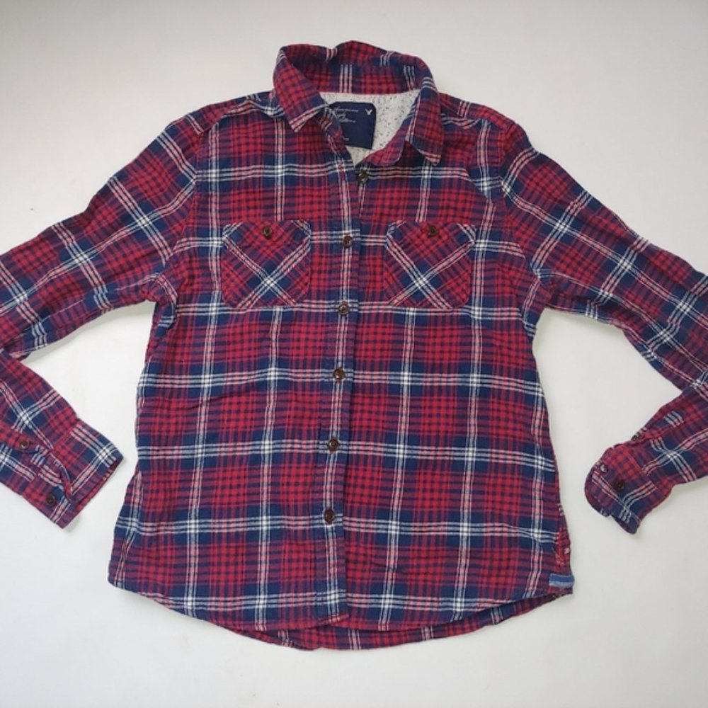 Girls American Eagle flannel button up sz 8
